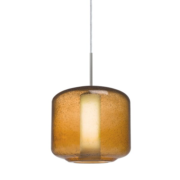 Besa Lighting Niles 10 Cord Pendant, Amber Bubble/Opal, Satin Nickel, 1x60W Incandescent 1JT-NILES10AO-SN - main